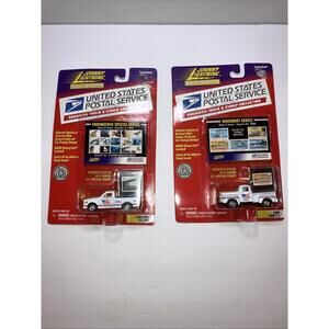 (2) Vintage 1999 Johnny Lighting Post Office Die Cast Cars USPS NEW on Cards